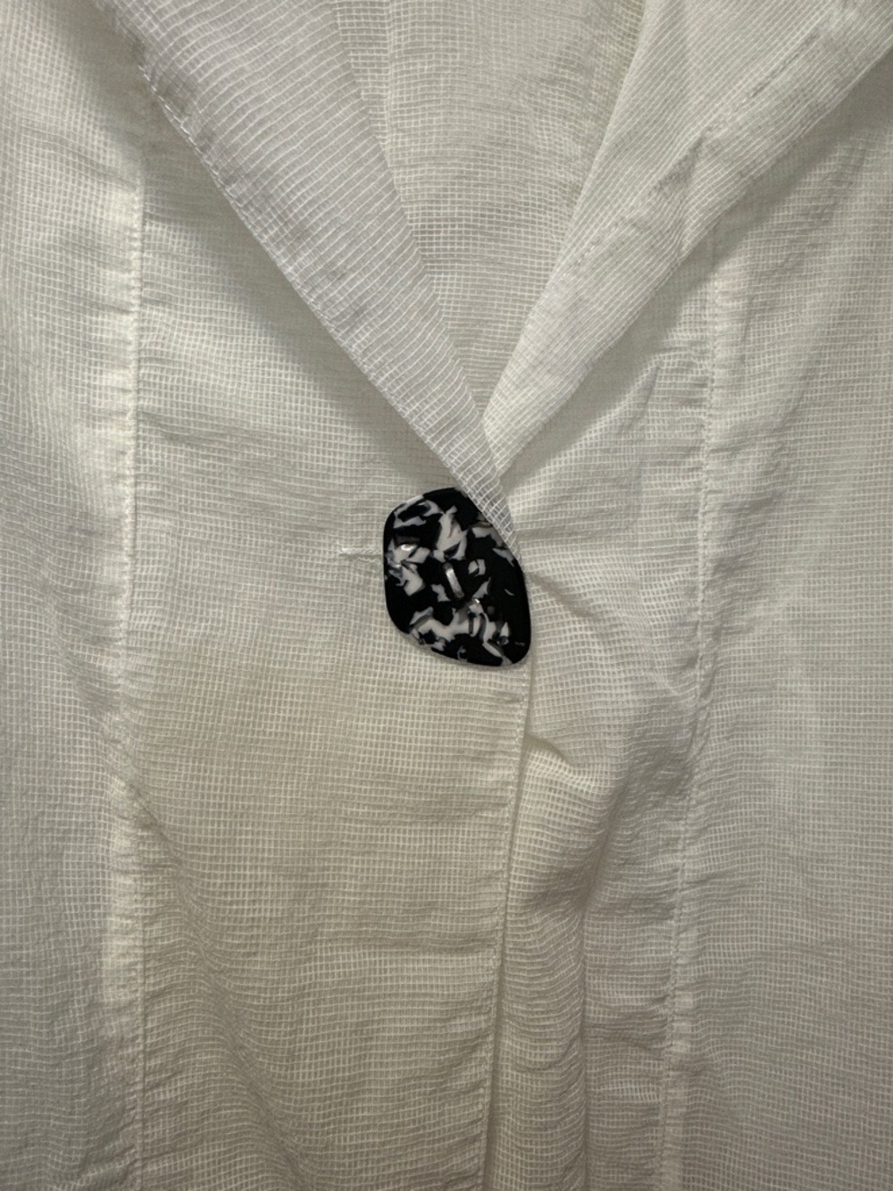 Lightweight White Hooded Button-Front Long Duster Sheet Jacket - Picture 3 of 11